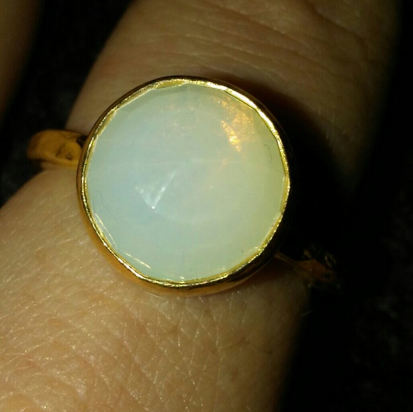 22k Gold Vermeil Solid 925 Sterling Silver Core Turkish Artisan Ring White Stone - Picture 5 of 9